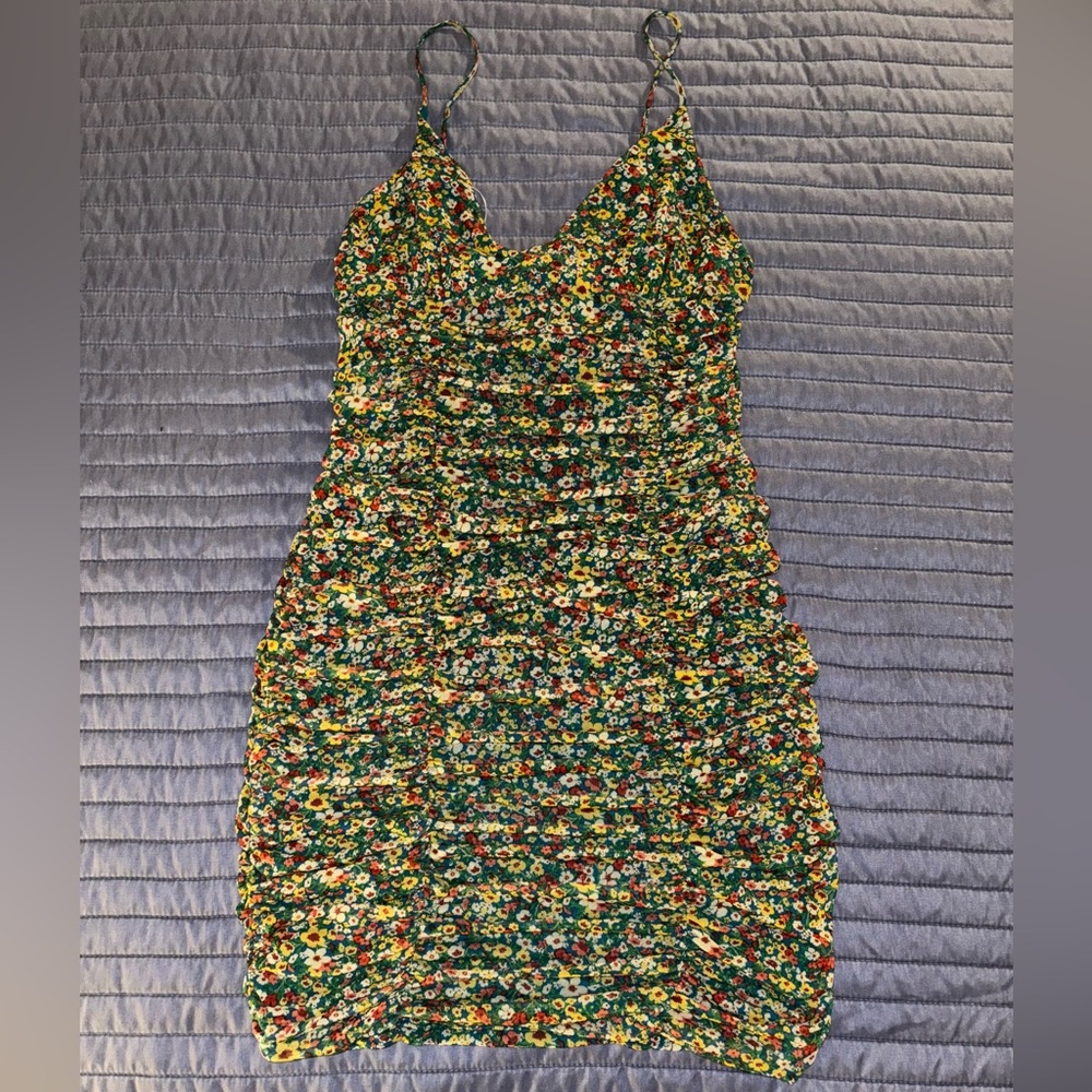Urban Outfitters - UO Moonbeam Ruched Mesh Mini Dress